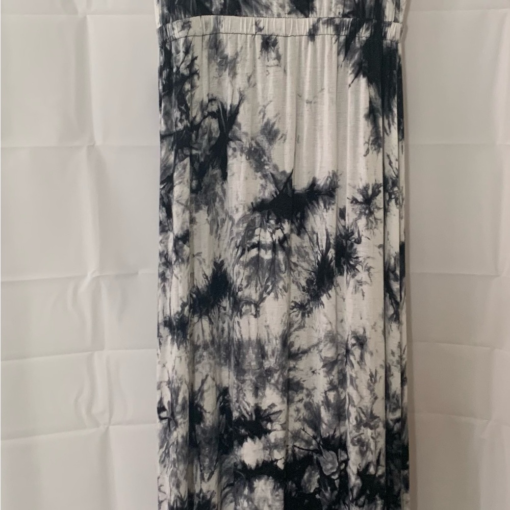 Spense Women's XS Long Maxi Dress Black & White Tye-Dye Wrap-Around Closure